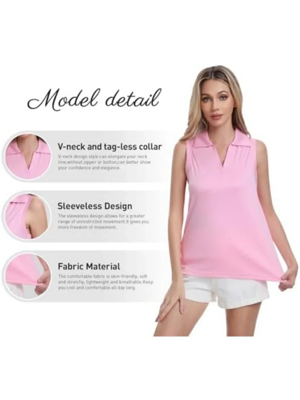 Stylish Women's Sleeveless Golf Polo V-Neck Tank Tops - 3 Pack for Tennis